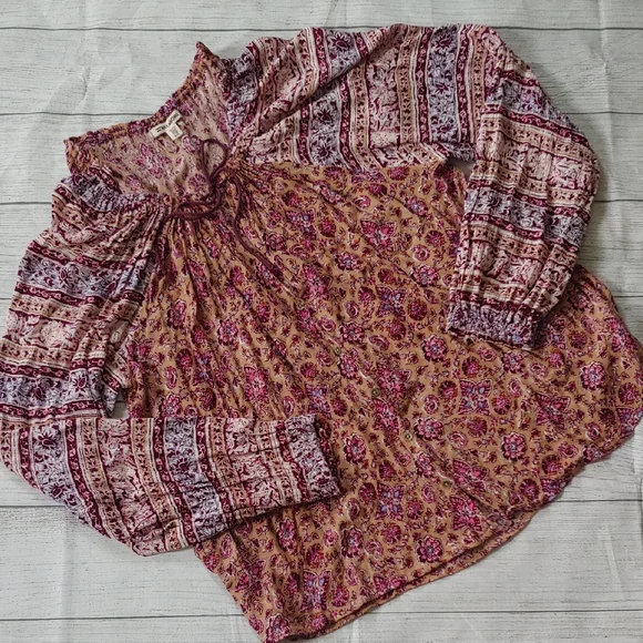 Billabong Boho Peasant Blouse Floral Small - Picture 2 of 10
